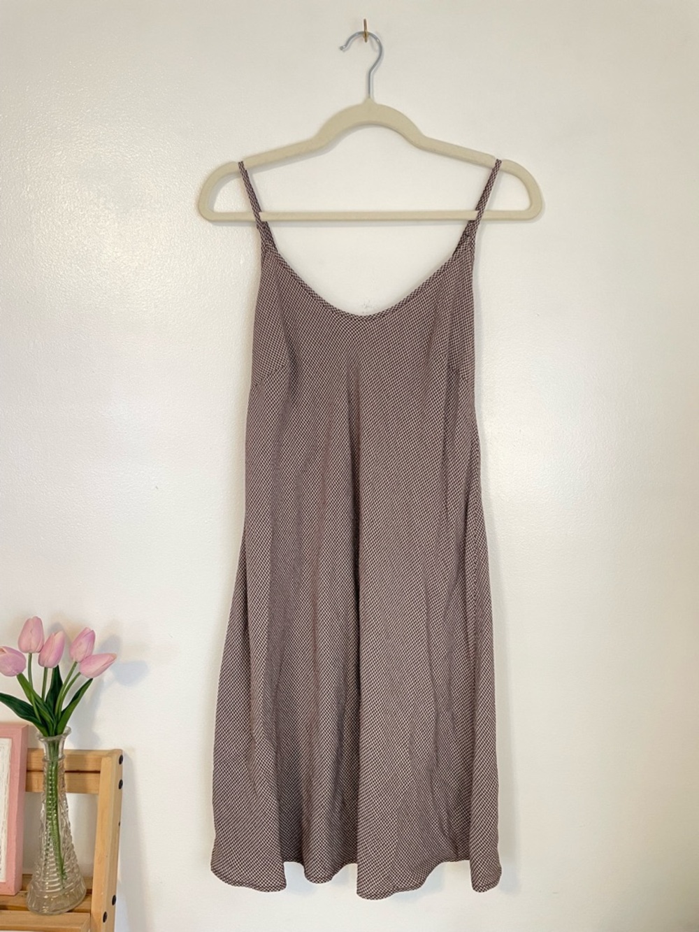 The limited brown gingham midi dress adjustable straps size 8